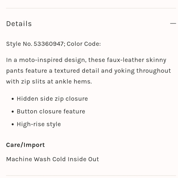 Free People White Faux Leather High Rise Ankle Zip Moto Pants NWT - Picture 6 of 15